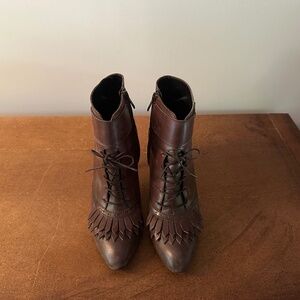 J.Crew Brown Leather Lace-Up Ankle Boots Size 10